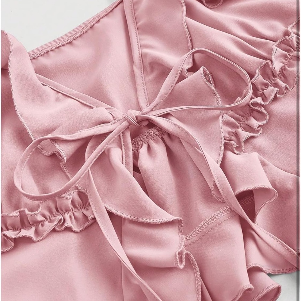 Pink Ruffled Tie-Front Top - Picture 3 of 4